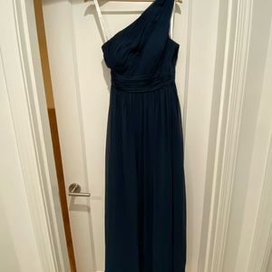 Blue Chiffon Azazi one shoulder dress